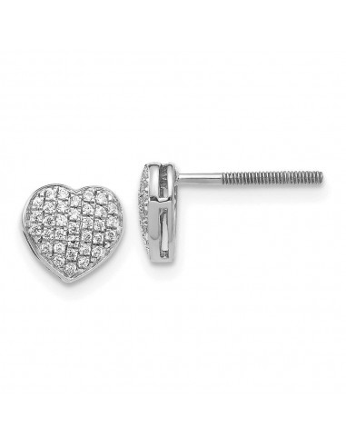 14k White Gold Diamond Heart Screw Back Post Earrings Toutes les collections ici