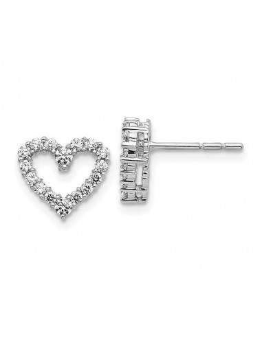 14k White Gold Diamond Heart Earrings livraison gratuite