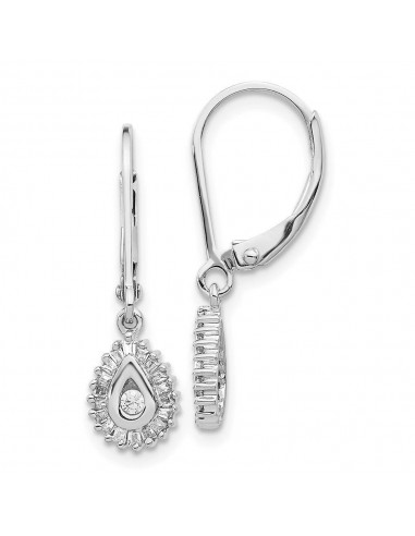 14k White Gold Diamond Leverback Earrings des créatures d'habitude