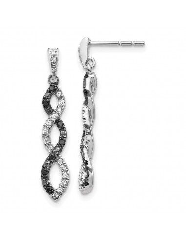 14K White Gold Black & White Diamond Twisted Post Earrings offre 