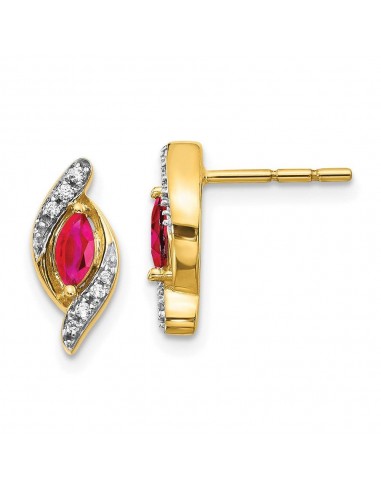 14k Diamond & Ruby Earrings brillant des détails fins