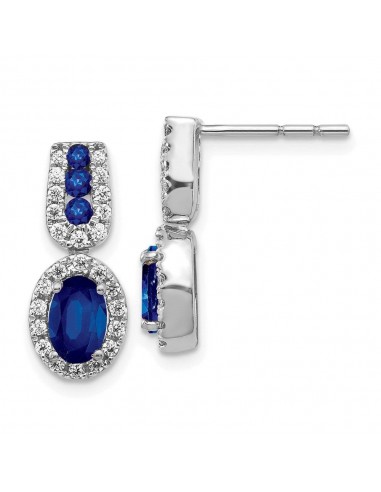 14K White Gold Diamond & Sapphire Post Earrings Les magasins à Paris et en Île-de-France