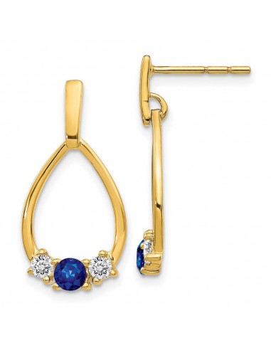 14K Gold w/ Blue & White Sapphire Post Dangle Earrings de l' environnement