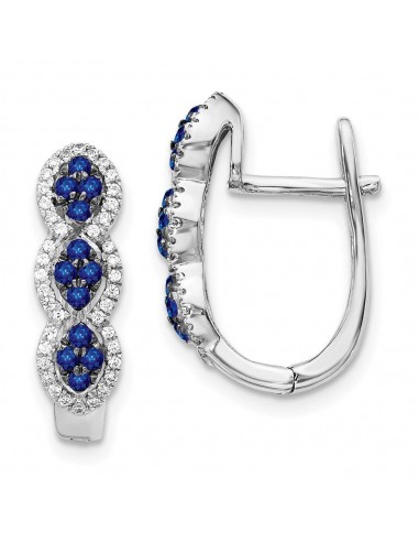 14k White Gold Diamond and Blue Sapphire Earrings livraison gratuite