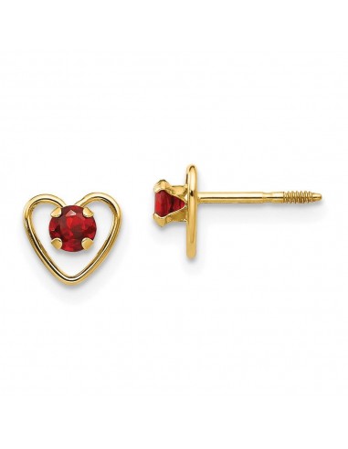 Madi K Kid's 14k  3mm Garnet Birthstone Heart Earrings Dans la société mordern