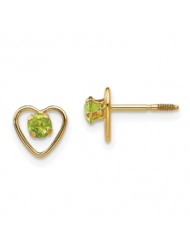 Madi K Kid's 14k  3mm Peridot Birthstone Heart Earrings Comparez plus de prix