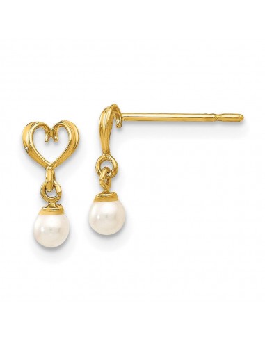 Madi K Kid's 14k  FW Cultured Pearl Heart Dangle Post Earrings l'achat 