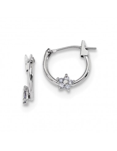 Madi K Kid's 14k White Gold  Polished CZ Star Hoops Livraison rapide